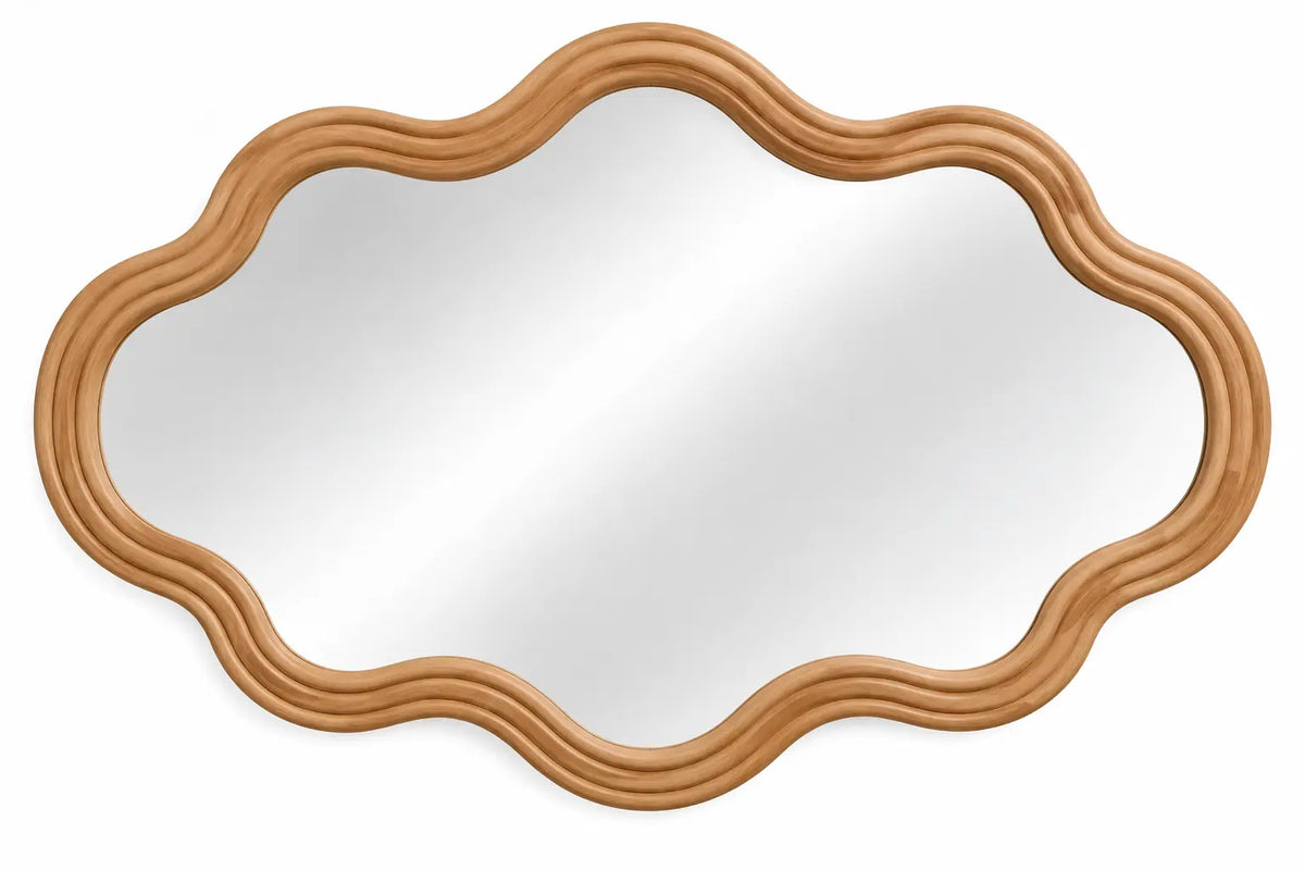 Miroir mural horizontal à cadre beige ondulé